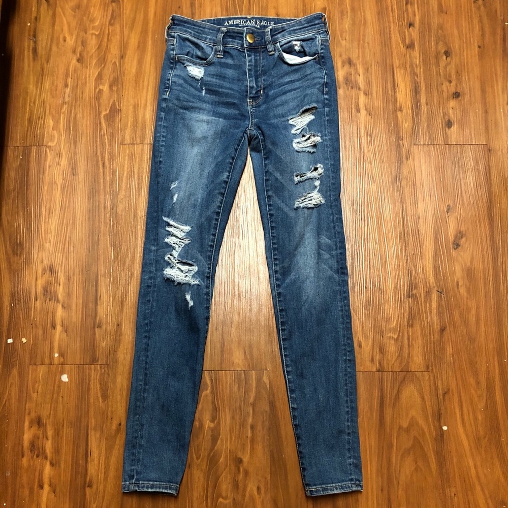 American Eagle Ripped High-Rise Skinny Jeans - Picture 2 of 7